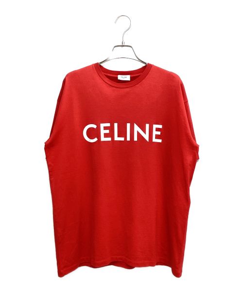 CELINE（セリーヌ）CELINE (セリーヌ) ルーズロゴTシャツ レッド サイズ:XSの古着・服飾アイテム