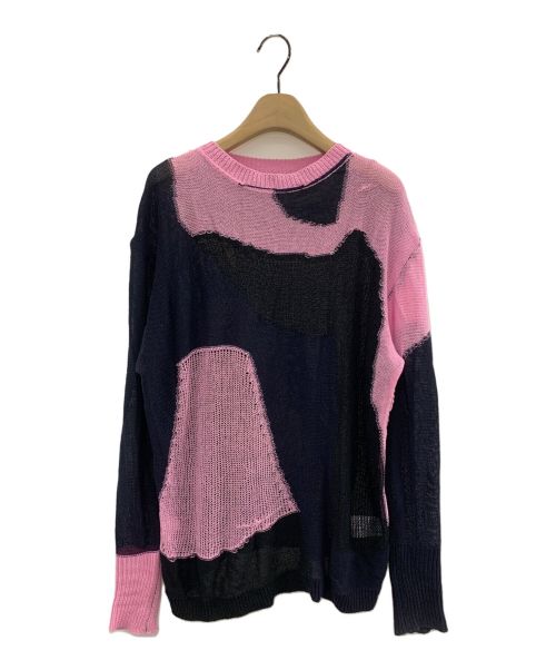 PAMM（パム）PAMM (パム) MARBLE PAMM low gauge knit ピンク×ブラック サイズ:Fの古着・服飾アイテム