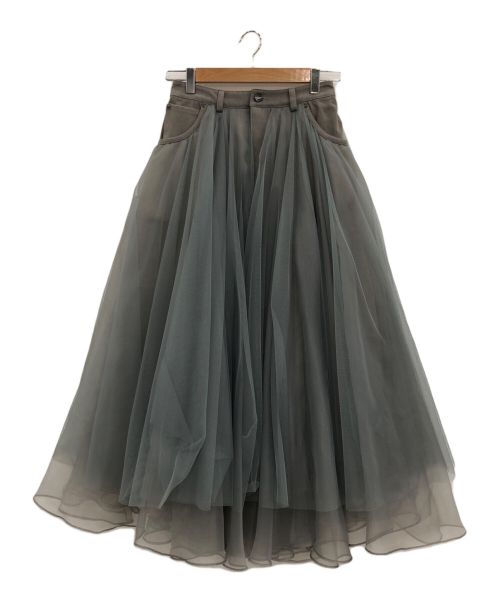 Belle vintage（ベル ヴィンテージ）Belle vintage (ベル ヴィンテージ) デニムドッキングボリュームチュール×オーガンジースカート グレー サイズ:Mの古着・服飾アイテム