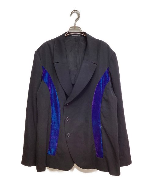 Yohji Yamamoto pour homme（ヨウジヤマモト プールオム）Yohji Yamamoto pour homme (ヨウジヤマモト プールオム) Velour Switching Tailored Jacket（ベロア切り替えテーラードジャケット） ブラック サイズ:Mの古着・服飾アイテム