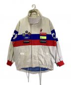 DIESELディーゼル）の古着「AZUMA RACING STRIPE JACKET/ワッペン付レーシングジャケット」｜ホワイト