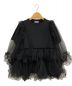 VIVIANO（ヴィヴィアーノ）の古着「TULLE LAYERED PUFF SLEEVE T SHIRT」｜ブラック