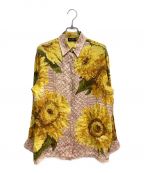 GUCCIグッチ）の古着「All-over flower pattern linen shirt（フラワー総柄リネンシャツ）」｜ピンク