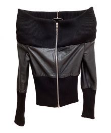 MARTIN MARGIELA（マルタン・マルジェラ）の古着「Knit Switching Leather Jacket（ニットスイッチングレザージャケット）」｜ブラック