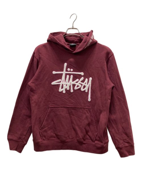 stussy（ステューシー）stussy (ステューシー) ワッペンロゴスウェット ワインレッド サイズ:Sの古着・服飾アイテム