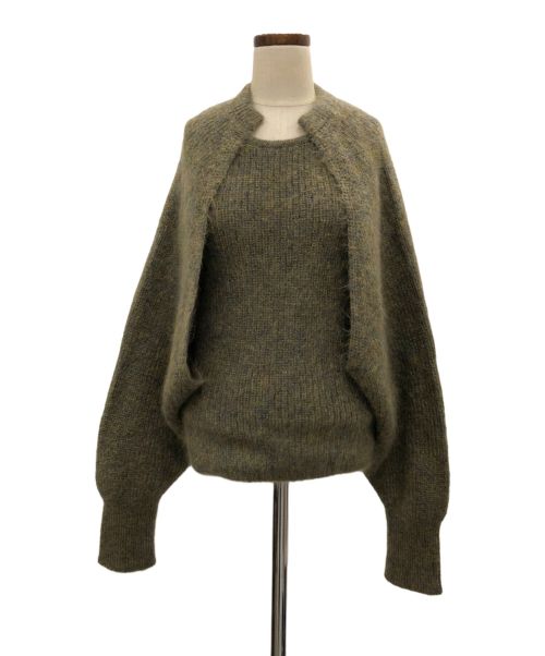 Uhr（ウーア）Uhr (ウーア) Layered Bolero Knit カーキ サイズ:Fの古着・服飾アイテム