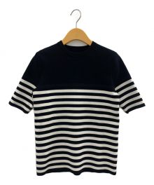 ADORE（アドーア）の古着「ベーシックニットボーダーＴシャツ」｜ブラック