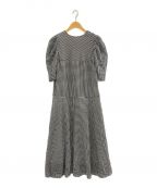 Ameriアメリ）の古着「MEDI GINGHAM CHECK 2WAY PUFF SLEEVE DRESS」｜ブラック×ホワイト