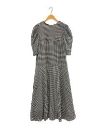 Ameri（アメリ）の古着「MEDI GINGHAM CHECK 2WAY PUFF SLEEVE DRESS」｜ブラック×ホワイト