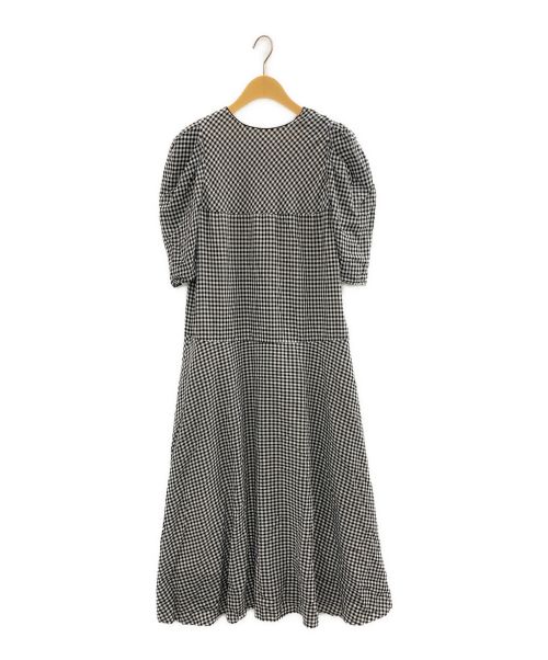 Ameri（アメリ）AMERI (アメリ) MEDI GINGHAM CHECK 2WAY PUFF SLEEVE DRESS ブラック×ホワイト サイズ:Sの古着・服飾アイテム