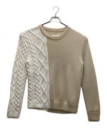 Maison Margiela（メゾンマルジェラ）の古着「ドッキングニット」｜ベージュ×ホワイト