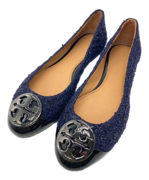 TORY BURCH（トリーバーチ）TORY BURCH (トリーバーチ) チェルシーキャップトゥバレエフラットシューズ ネイビー サイズ:5 1/2の古着・服飾アイテム