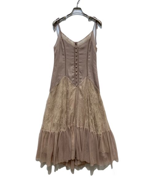 HER LIP TO（ハーリップトゥ）Her lip to (ハーリップトゥ) Lace-Trimmed Satin Cami Dress ベージュ サイズ:Sの古着・服飾アイテム