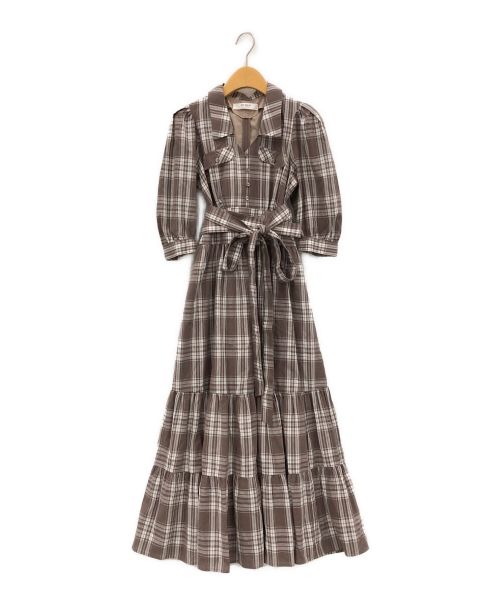 HER LIP TO（ハーリップトゥ）Her lip to (ハーリップトゥ) Bergamo Plaid Tiered Long Dress ブラウン サイズ:Sの古着・服飾アイテム