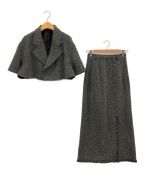RANDEBOOランデブー）の古着「Cape tweed jacket/long skirt」｜ブラック