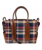 DSQUARED2ディースクエアード）の古着「Leather Trimmed Fabric Tote Bag」｜レッド