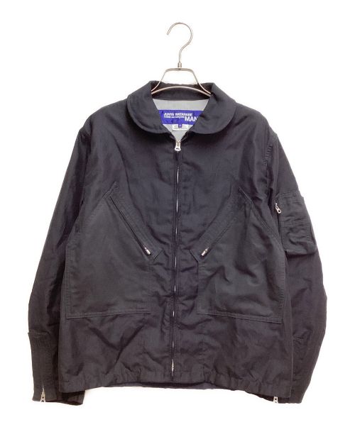 COMME des GARCONS JUNYA WATANABE MAN（コム デ ギャルソン ジュンヤ ワタナベ マン）COMME des GARCONS JUNYA WATANABE MAN (コム デ ギャルソン ジュンヤ ワタナベ マン) ウールラミートロ×綿リネンカルゼブルゾン AD2020 ネイビー サイズ:Sの古着・服飾アイテム