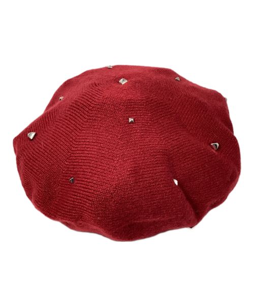 HERMES（エルメス）HERMES (エルメス) Cashmere Studded Beret(カシミヤスタッズベレー帽) レッド サイズ:Lの古着・服飾アイテム