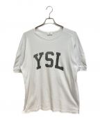 Saint Laurent Parisサンローランパリ）の古着「YSLロゴヴィンテージ加工Tシャツ」｜ホワイト
