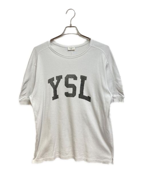 Saint Laurent Paris（サンローランパリ）Saint Laurent Paris (サンローランパリ) YSLロゴヴィンテージ加工Tシャツ ホワイト サイズ:Lの古着・服飾アイテム