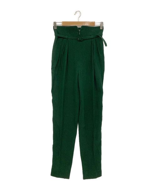 Mame Kurogouchi（マメクロゴウチ）mame kurogouchi (マメクロゴウチ) Stripe Jacquard High Waisted Tapered Trousers グリーン サイズ:2の古着・服飾アイテム