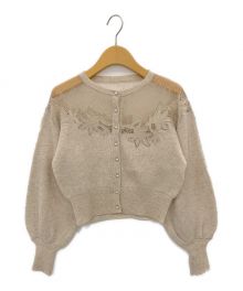 HER LIP TO（ハーリップトゥ）の古着「Lace Trimmed Pearl-Button Cardigan」｜ベージュ