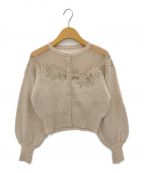 HER LIP TOハーリップトゥ）の古着「Lace Trimmed Pearl-Button Cardigan」｜ベージュ