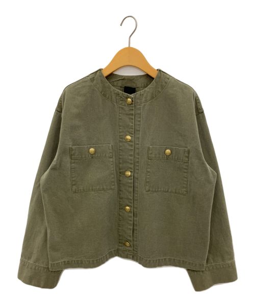 Spick and Span（スピックアンドスパン）Spick and Span (スピックアンドスパン) コットンノーカラー金ボタンブルゾン カーキ サイズ:Fの古着・服飾アイテム