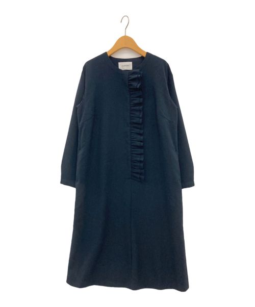 Lourmarin（ルールマラン）Lourmarin (ルールマラン) ポリエステルトロフロントフリルワンピース ネイビー サイズ:-の古着・服飾アイテム