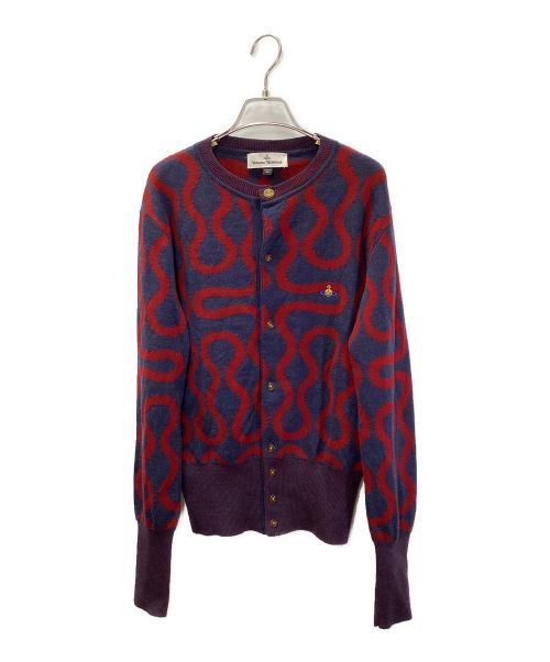 Vivienne Westwood（ヴィヴィアンウエストウッド）Vivienne Westwood (ヴィヴィアンウエストウッド) SQUIGGLE LADY CARDI LIGHT/ジャガードカーディガン グレー サイズ:Lの古着・服飾アイテム