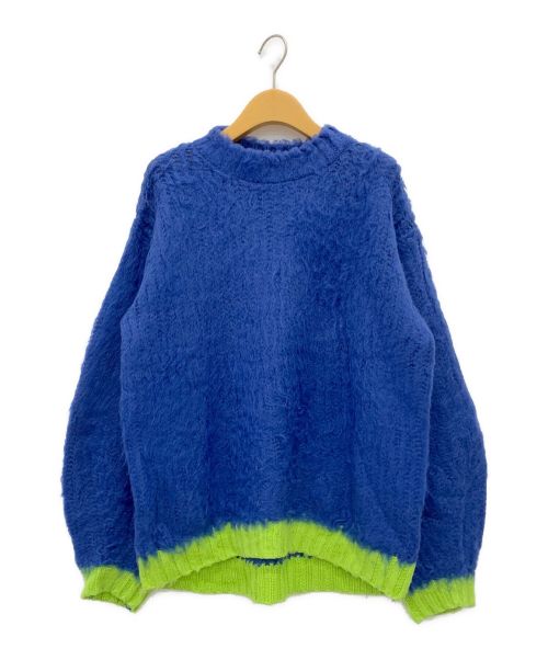 AULA AILA（アウラアイラ）AULA AILA (アウラアイラ) COLOR LINE SHAGGY KNIT ブルーの古着・服飾アイテム