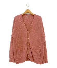 AURALEE（オーラリー）の古着「COTTON LINEN CUT SHAGGY KNIT CARDIGAN」｜ピンク