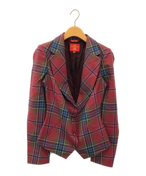 Vivienne Westwood RED LABEL（ヴィヴィアンウエストウッドレッドレーベル）Vivienne Westwood RED LABEL (ヴィヴィアンウエストウッドレッドレーベル) チェックジャケット レッド サイズ:42の古着・服飾アイテム