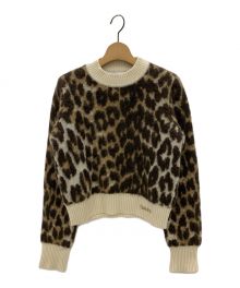 GANNI（ガニー）の古着「Leopard Jacquard O-neck」｜ベージュ