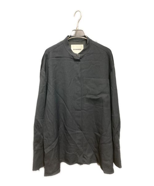 JIL SANDER（ジルサンダー）JIL SANDER (ジルサンダー) W SHIRT/バンドカラーオーバーシャツ ネイビー サイズ:34の古着・服飾アイテム