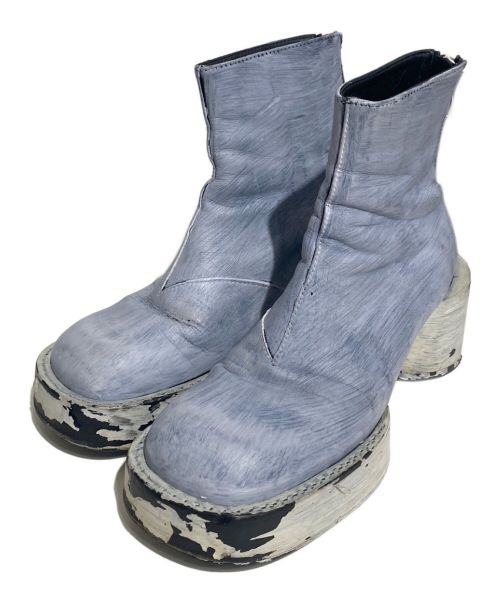 MM6 Maison Margiela（エムエムシックス メゾンマルジェラ）MM6 Maison Margiela (エムエムシックス メゾンマルジェラ) ペイント加工バックジップブーツ スカイブルー サイズ:38の古着・服飾アイテム