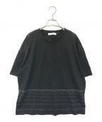 Fabiana Filippiファビアナフィリッピ）の古着「Cotton Stripe Detail T-Shirt」｜ブラック