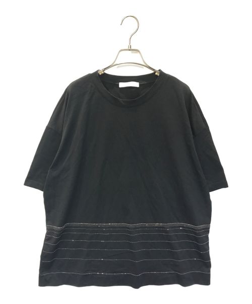 Fabiana Filippi（ファビアナフィリッピ）fabiana filippi (ファビアナフィリッピ) Cotton Stripe Detail T-Shirt ブラック サイズ:46/Lの古着・服飾アイテム