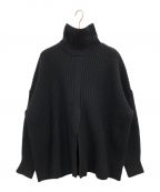 CLANEクラネ）の古着「DOUBLE FACE CENTER SLIT RIB KNIT TOPS」｜ブラック