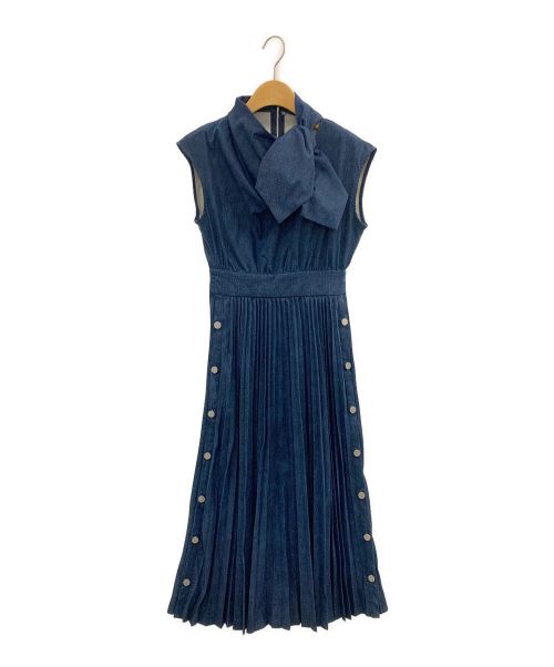 Ameri（アメリ）AMERI (アメリ) DENIM LIKE PLEATS DRESS ネイビー サイズ:Sの古着・服飾アイテム