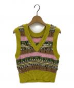 MAISON SPECIALメゾンスペシャル）の古着「Multicolor Knit Vest」｜イエロー