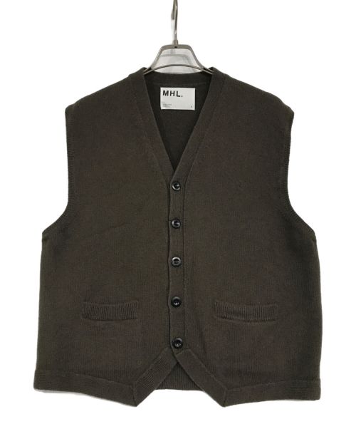 MHL（エムエイチエル）MHL (エムエイチエル) FELTED WOOL VEST/フェルテッドウールベスト ブラウン サイズ:Lの古着・服飾アイテム