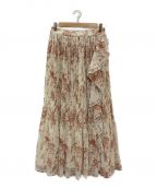 HER LIP TOハーリップトゥ）の古着「Pleated chiffon long skirt」｜アイボリー×ブラウン