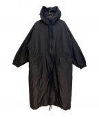 COMOLIコモリ）の古着「Cotton Silk Hooded Long Coat（コットンシルクフーデッドロングコート）」｜ブラック