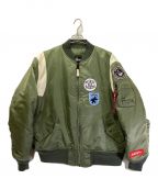 ALPHA×stussy×FRAGMENT DESIGNアルファ×ステューシー×フラグメントデザイン）の古着「カスタムMA-1ジャケット」｜カーキ