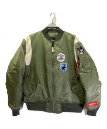 ALPHA×stussy×FRAGMENT DESIGN（アルファ×ステューシー×フラグメントデザイン）の古着「カスタムMA-1ジャケット」｜カーキ