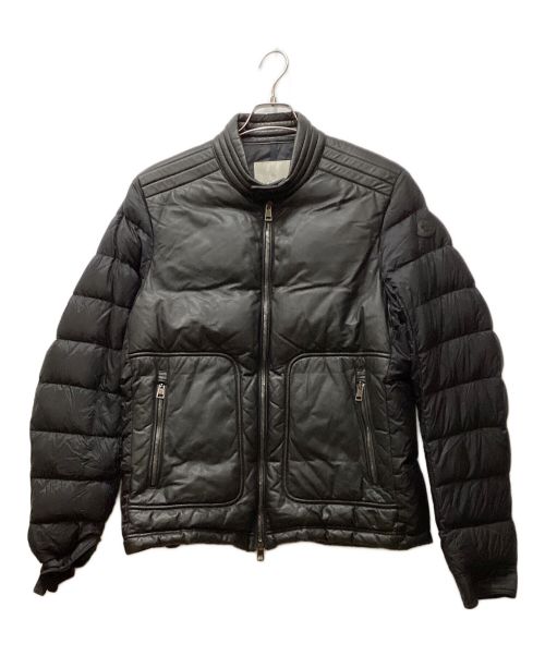 MONCLER（モンクレール）MONCLER (モンクレール) レザー切替ダウンジャケット ブラック サイズ:4の古着・服飾アイテム