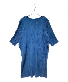 ISSEY MIYAKE（イッセイミヤケ）の古着「Pleats Short Sleeve Tunic（プリーツ半袖チュニック）」｜ネイビー