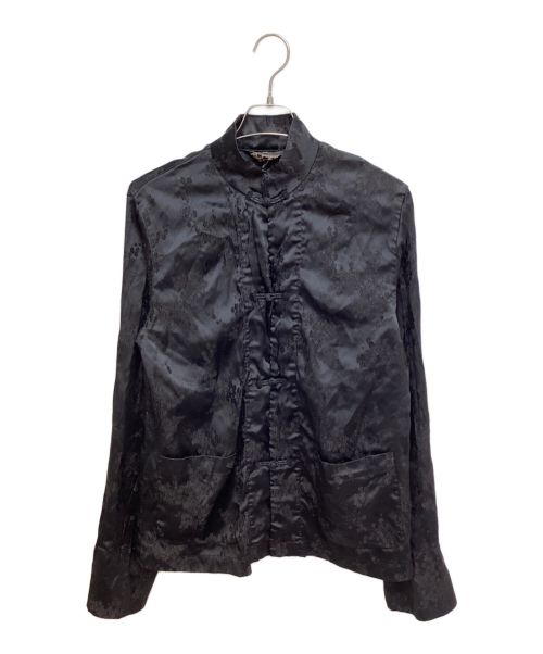 BLACK COMME des GARCONS（ブラック コムデギャルソン）BLACK COMME des GARCONS (ブラック コムデギャルソン) 製品染刺繍チャイナジャケット ブラック サイズ:XLの古着・服飾アイテム