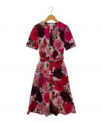 OSCAR DE LA RENTAオスカーデラレンタ）の古着「Dahlia Print Short Sleeve Dress」｜ピンク